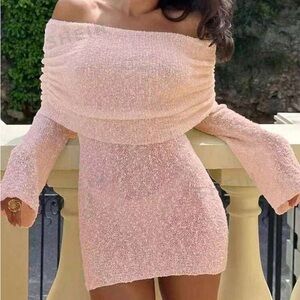 Pink Knit Mini Dress